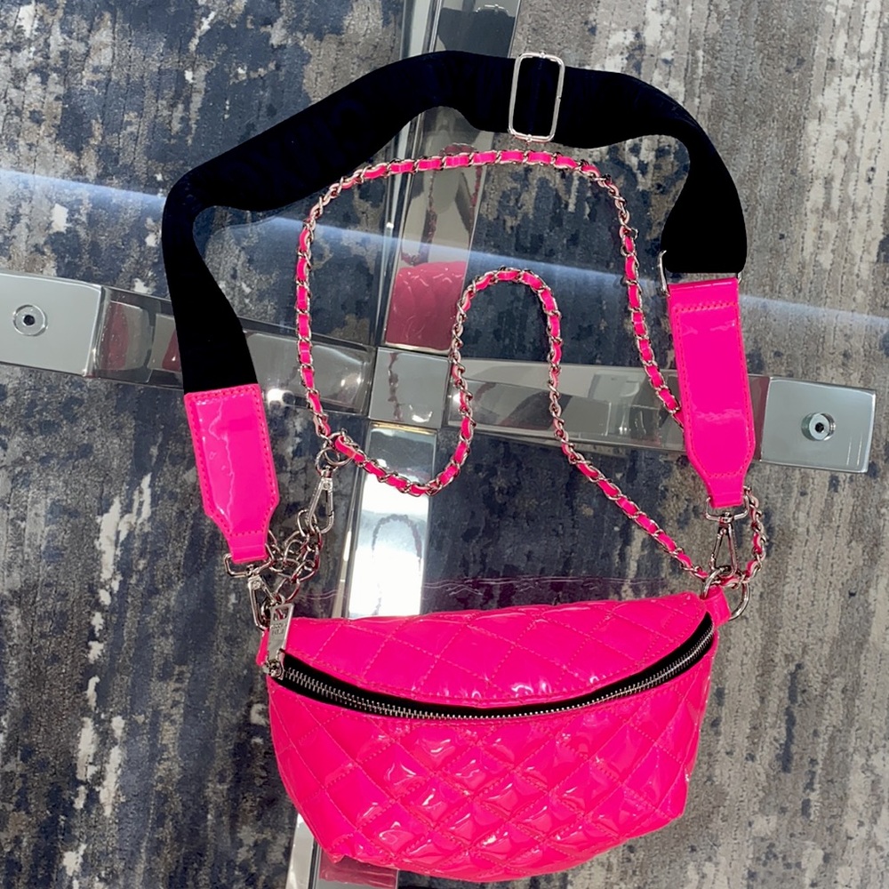 Steve Madden Barbie pink neon pink chain strap belt bag